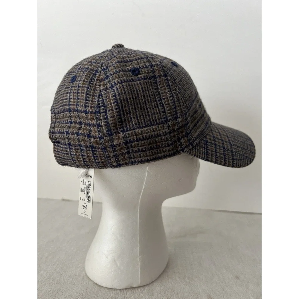 NEW Madewell Plaid TWEED knit Baseball Cap Wool Blend Brown Ralph Lauren Style